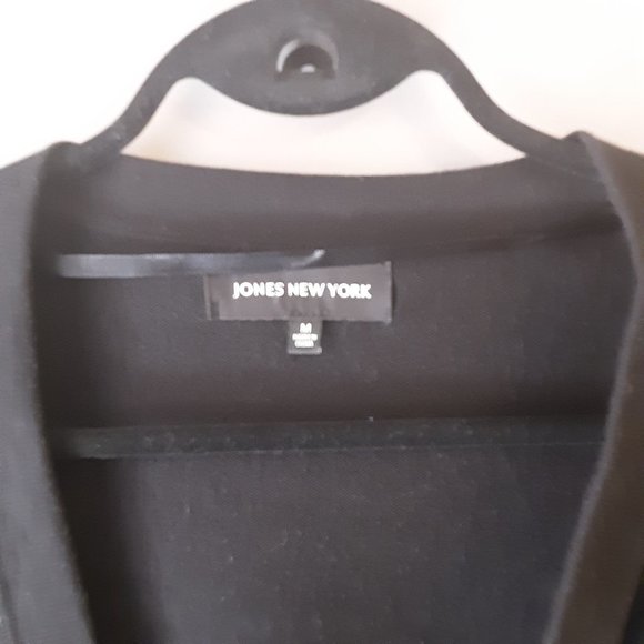 Jones New York Black Bolero Cropped Open Sweater Cardigan Short Sleeve Medium - Picture 3 of 13